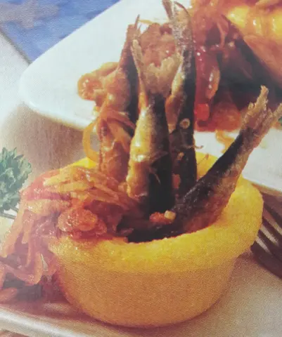 Escabeche de Sardinhas com polenta