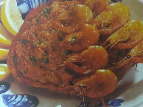 Espetadas de Camarão com açorda
